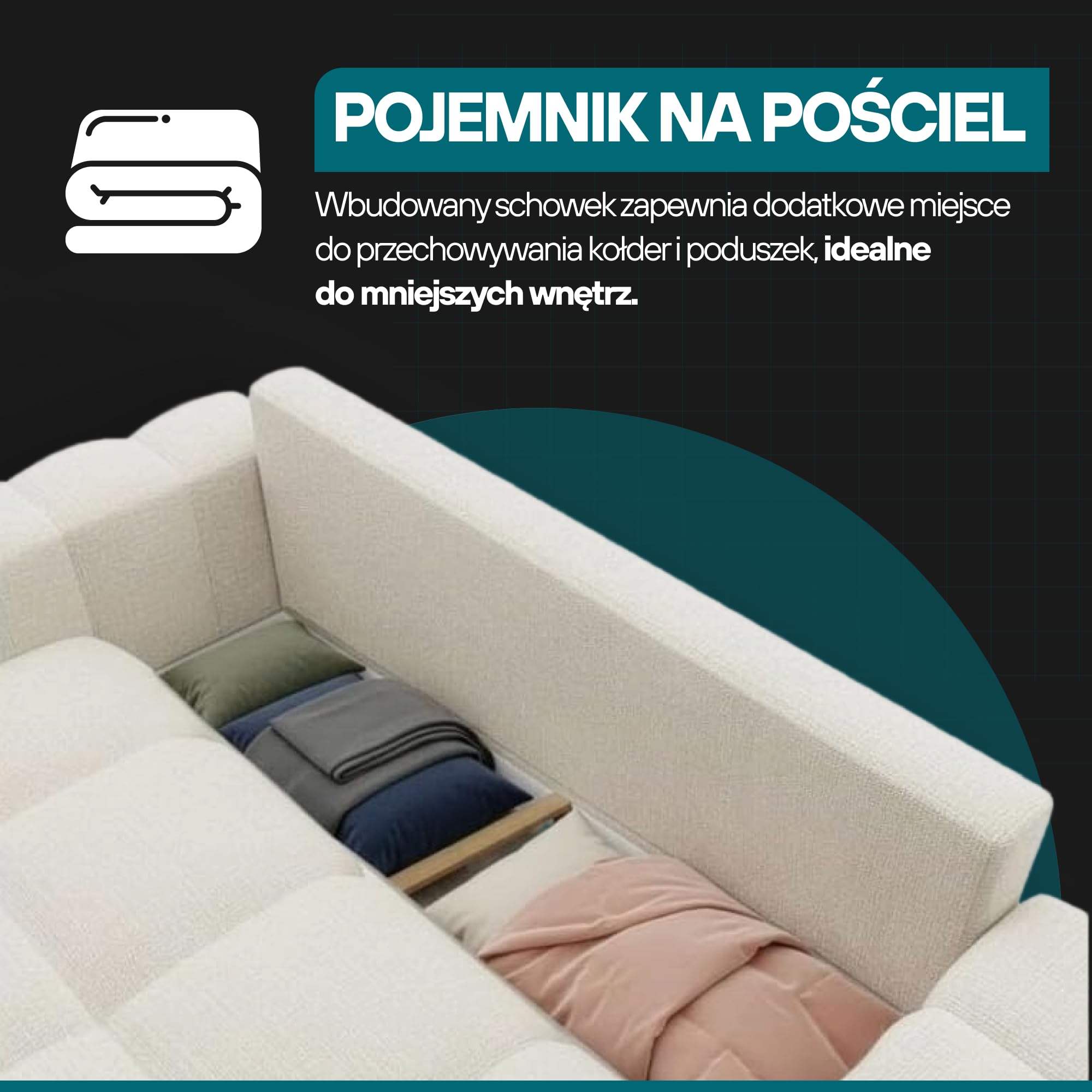 TRADA Sofa z funkcją spania – 275 x 90 x 110 cm – sofa z funkcją spania ze skrzynią na pościel – z systemem rozkładania DL – 3-osobowa sofa do salonu z powierzchnią do leżenia 150 x 200 cm – beżowa