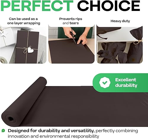 Miniatura 4 de Rollo de papel kraft negro de 12 x 1200 pulgadas (100 pies), papel de calidad hecho en Estados Unidos para envolver regalos, manualidades y