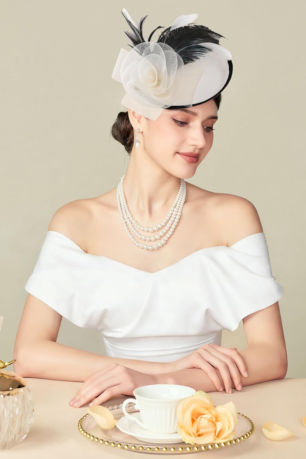 BABEYOND Fascinators Hats for Women - Tea Party Kentucky Fascinator Derby Pillbox Hat Mesh Feathers Headband with Hair Clip