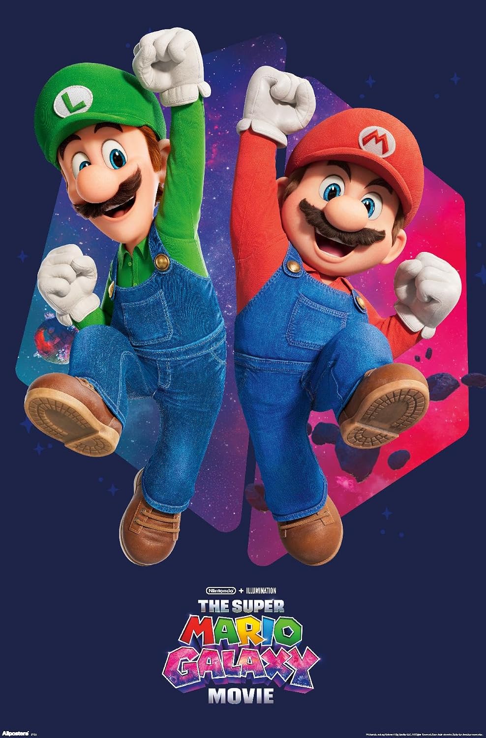 Nintendo The Super Mario Galaxy Movie (2026) - Mario & Luigi Jump Wall Poster, 34L" x 22.4W", Unframed Version