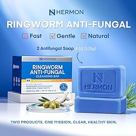 Hermon Powerful Ringworm Antifungal Soap - Treatment for Ringworm, Athletes Foot & Jock Itch - Tea Tree Oil & Sulfur Formula - Fungal Soap for Daily Body Wash - 2 Pack