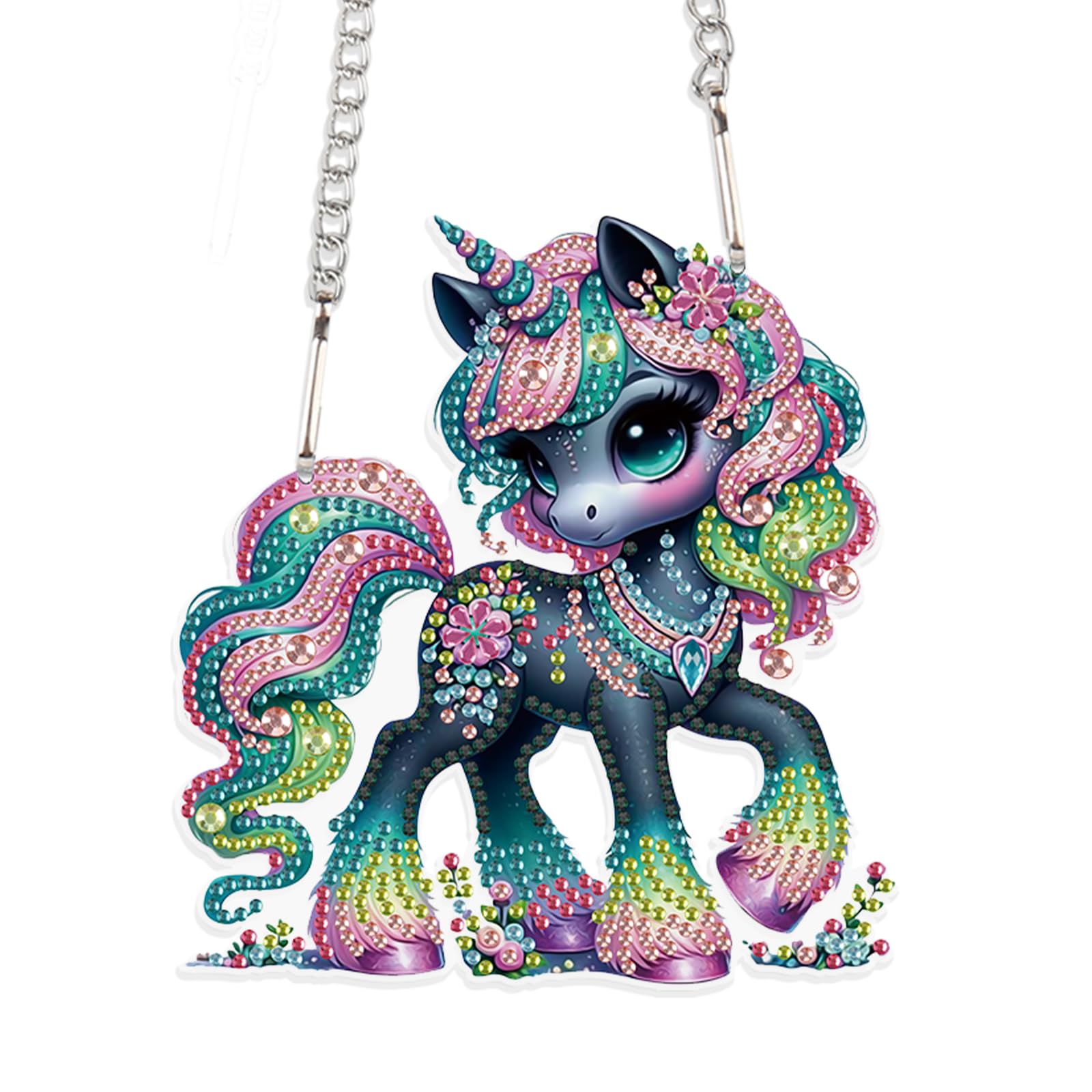 JISHSHAY Diamond Painting Pendant 5D DIY Unicorn Diamond Art Wind Chime Special Shaped Crystal Suncatcher Wind Chimes Outdoor Garden Chimes