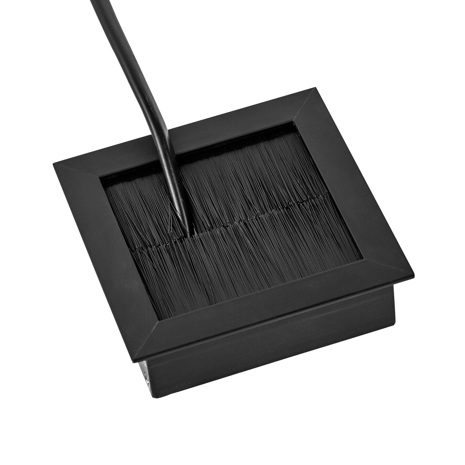 Gedotec Salida de Cable Salida de Cable de Escritorio Exit Cuadrado con Sello de Cepillo | Aluminio Negro Mate | Toma de Cable a presión | 69 x 69 x 25 mm | pasacables de Mesa de Oficina -1 Pieza