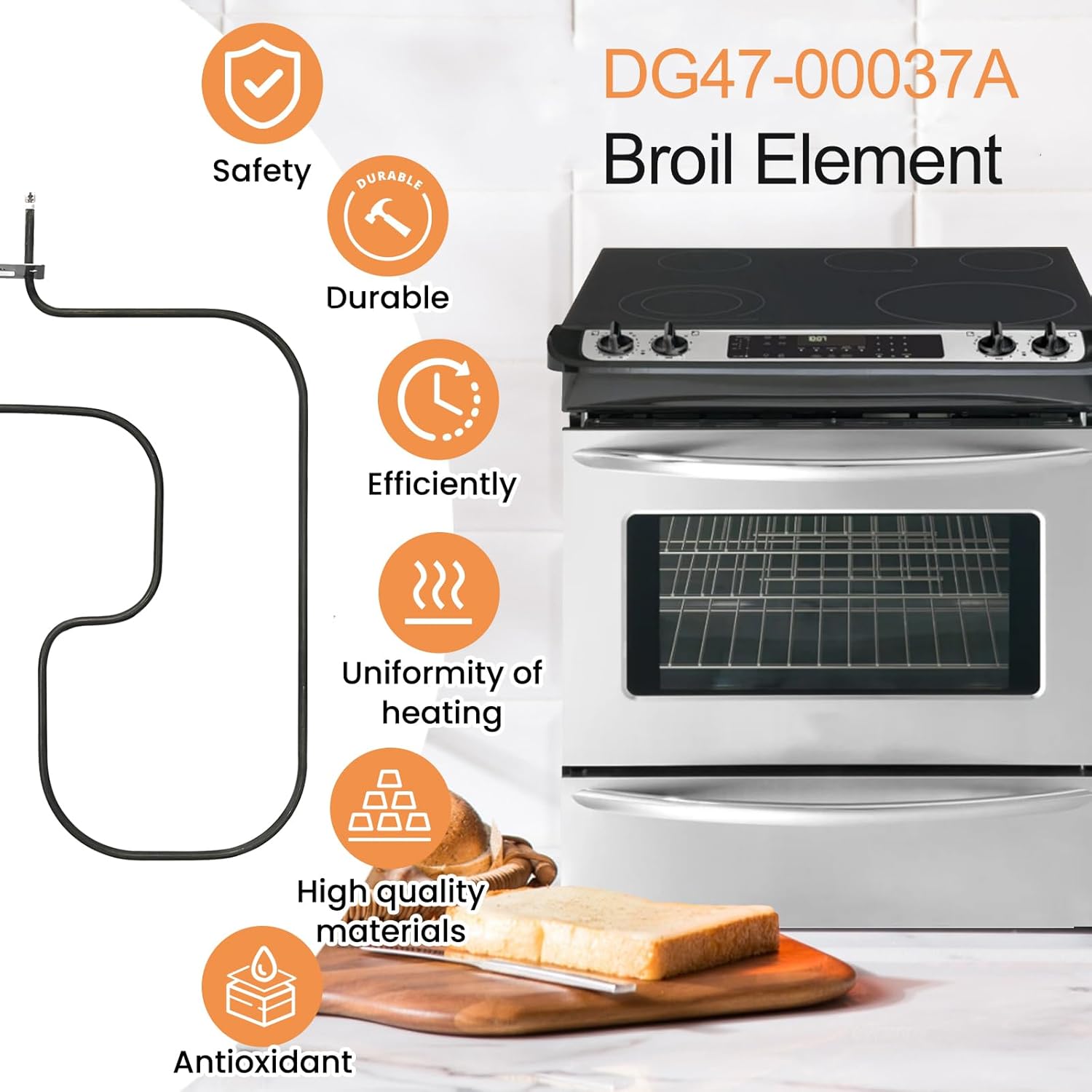 DG47-00037A Broil Element Compatible with Samsung Electric Freestanding Range,Oven Replacement Heating Parts AP4342874 2087536 PS4240835