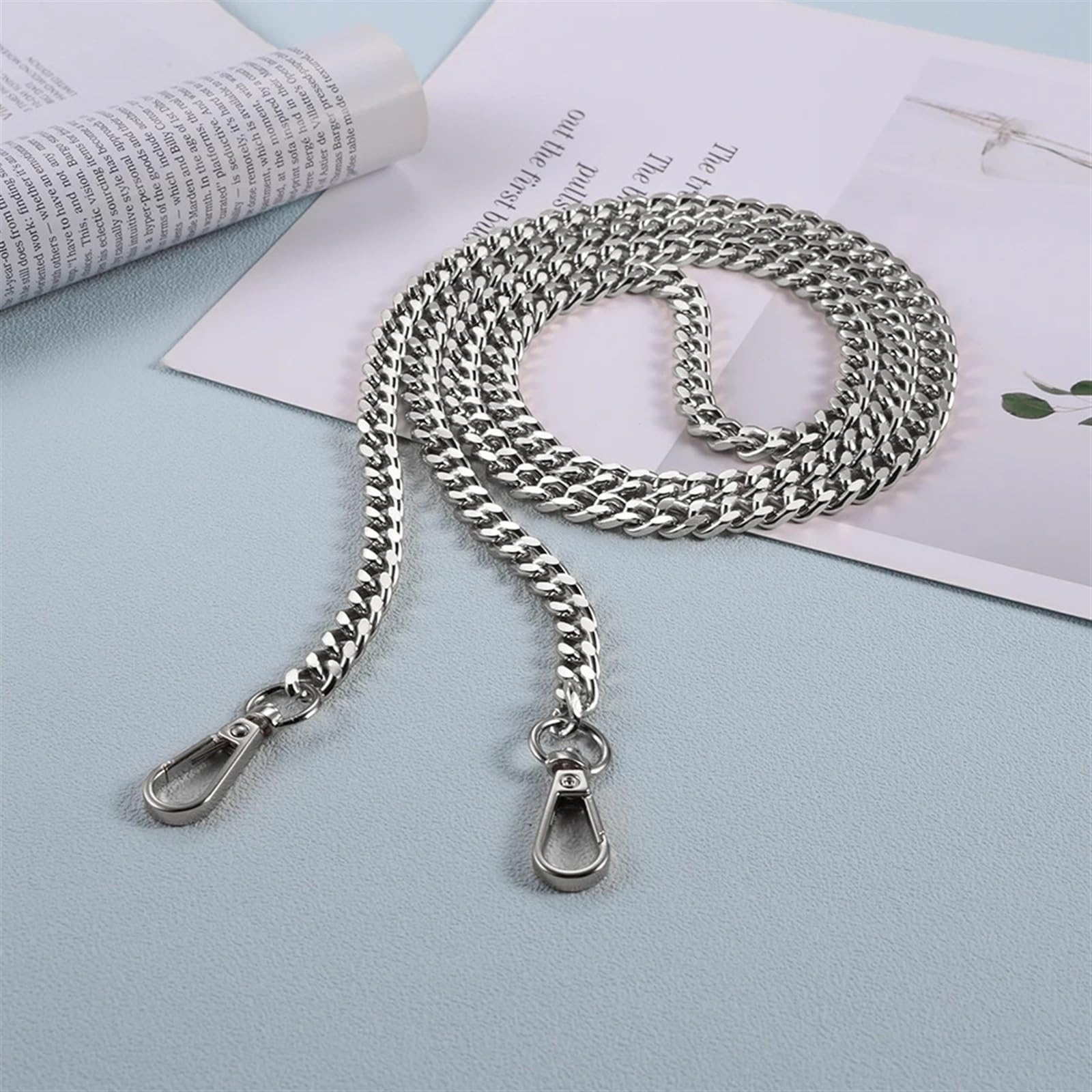 Cadenas para Bolsos Reemplazo de asa de Correa de Metal DIY con Cadena de Bolso de 120cm for Bolso de Hombro de Mujer(Black)