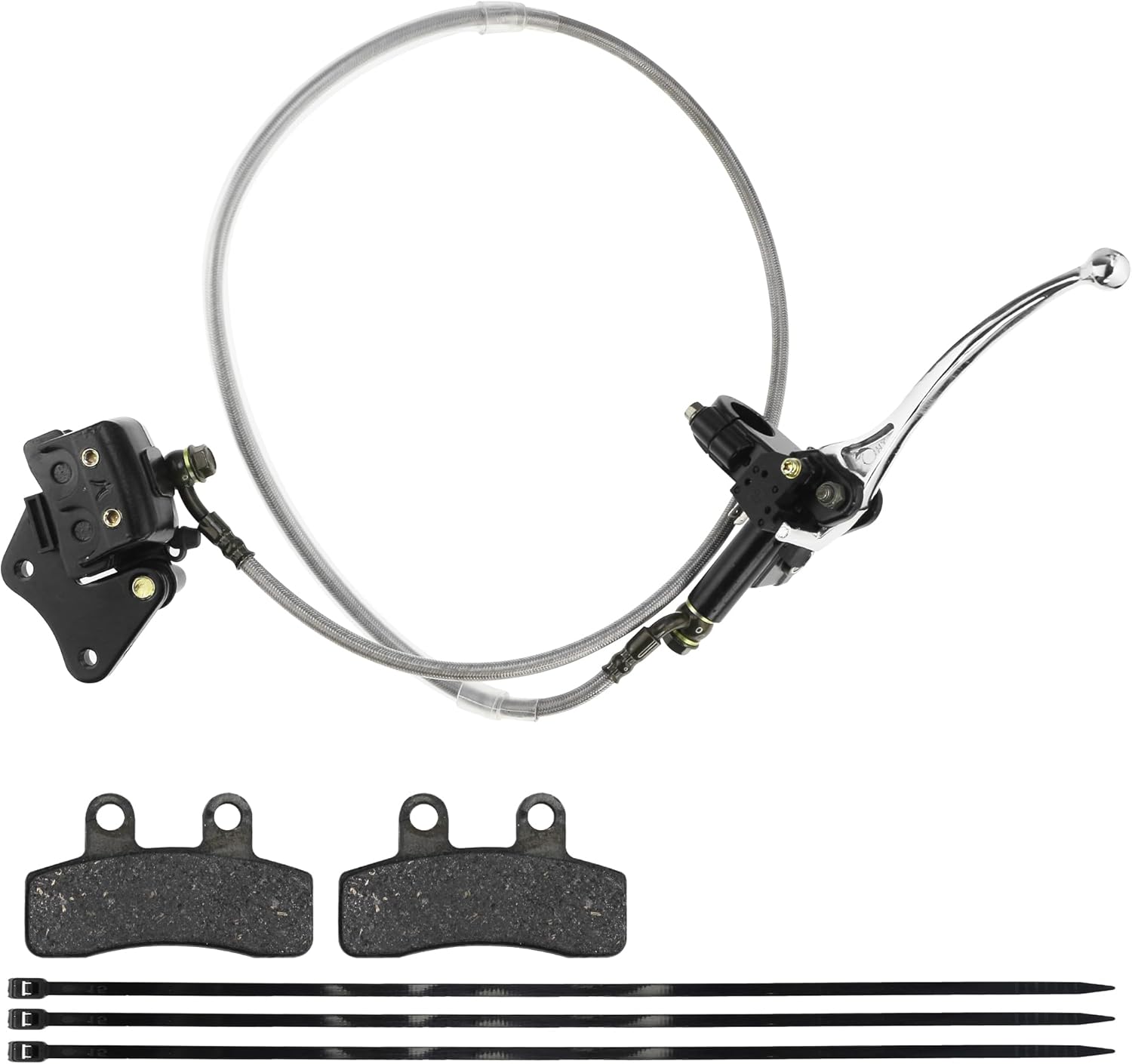 PRO BAT Hydraulic Front Brake Caliper Cylinder Master System with Brake Pad for 50cc 70cc 90cc 110cc 125cc SSR Apollo Chinese Pit Trail Pro Dirt Bike, Black