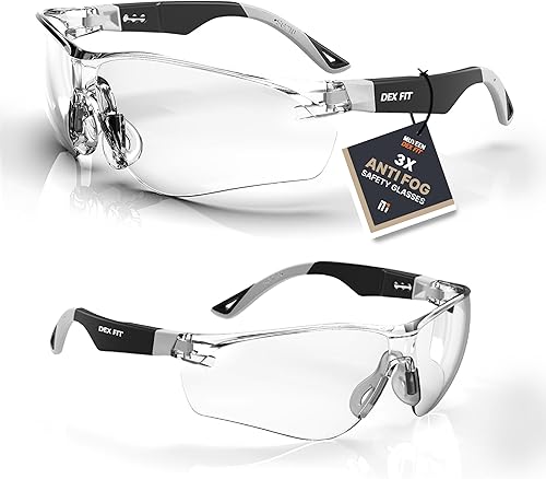 Miniatura 45 de DEX FIT Gafas de seguridad SG210, Z87, protección ocular, 3X antivaho y resistentes a los arañazos, ajustables para mujeres y hombres, protección UV