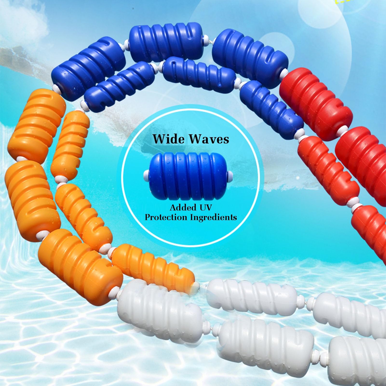 Corde de séparation flottante pour piscine – Lignes de voie durables pour la natation intérieur/extérieur, facile à installer pour séparer les voies de natation et les zones dangereuses