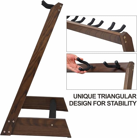 Nefelibata Multi-Purpose Guitar Stand 5 Wooden Guitar Rack Floor for Guitars and Cases, Cellos - German Ash
