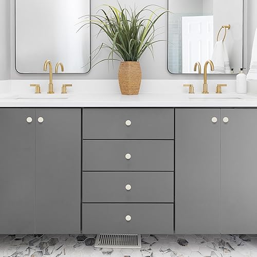 Miniatura 17 de Ravinte Paquete de 50 pomos de gabinete de cocina de 1-1/4 pulgadas, pomos redondos sólidos para cajones de aparador, pomos de tocador negro mate