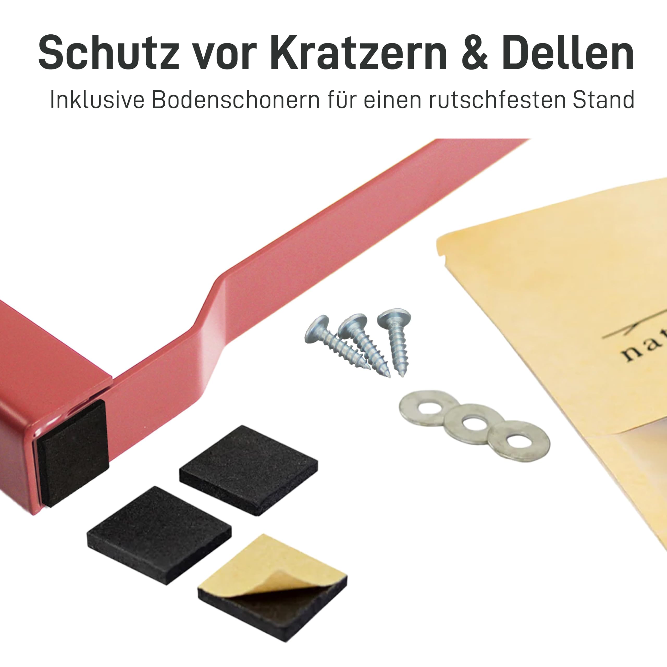 Natural Goods Berlin 2er Set Stehtisch Gestell klappbar (Dunkelrot, 105x43 cm) – Metall Tischbeine im Kastenprofil für Stehtische – Stabiles Tischgestell für Garten, Terrasse & Camping
