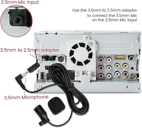 Miniatura 4 de FingerLakes Conjunto de micrófono de micrófono para automóvil para receptores habilitados con Bluetooth de 0.098 in o 0.138 in, unidades principales