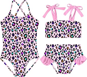 Girls Swimsuit One-piece Bikini Set Two Sets Matching Bathing Suits 2-6T Adjustable Strap Summer Beach