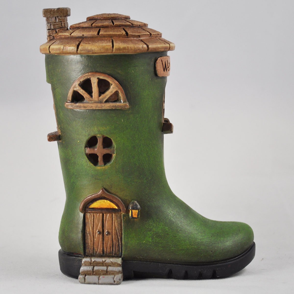 Prezents.com Fairy Garden UK Wellington Boot House Mystical Garden Indoor Elf Pixie Home H12cm, Green