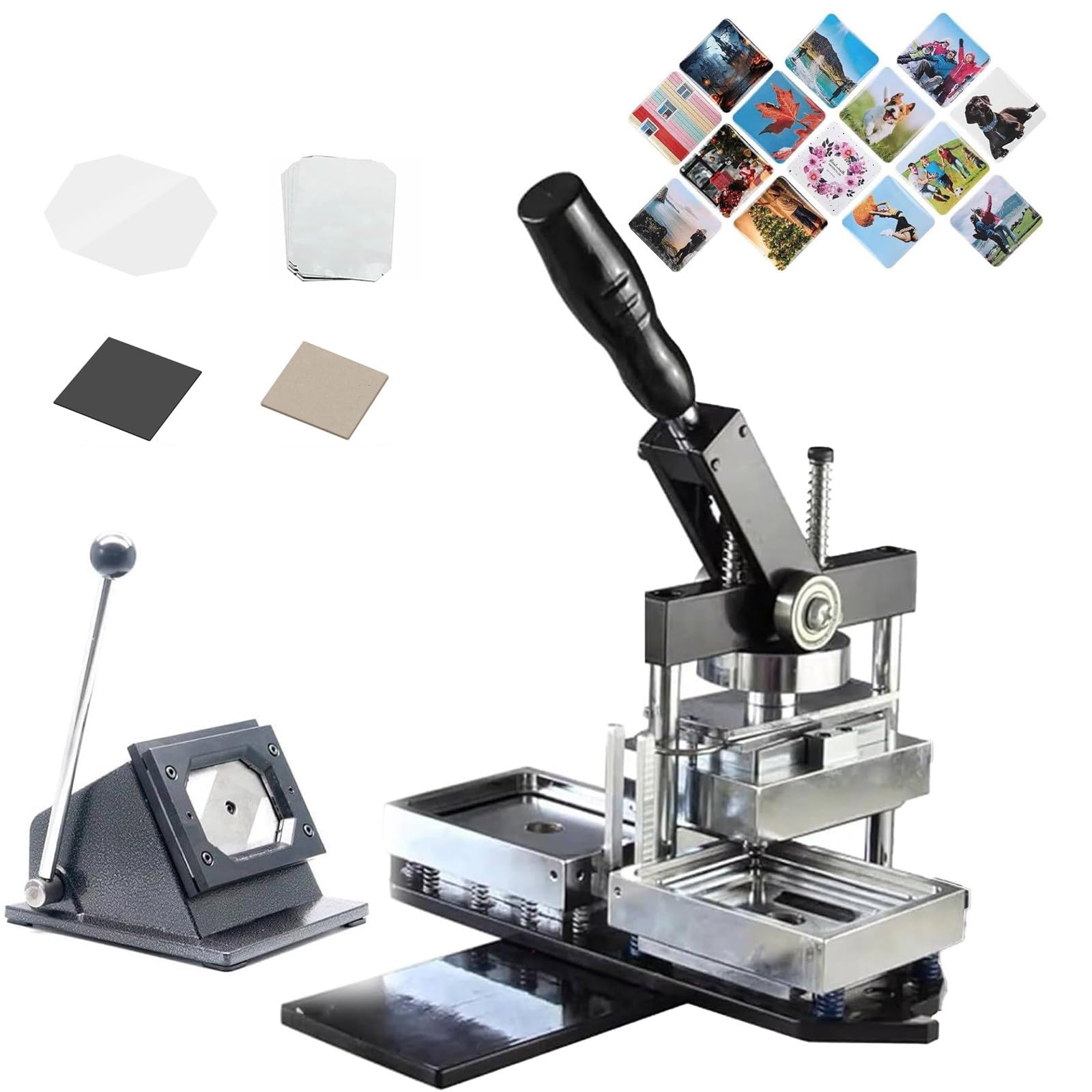 Magnet Maker All-in-One DIY Fridge Badge Press,Paper Cutter + 100 Sheets