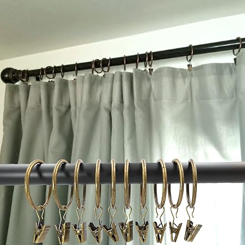 Miniatura 5 de WeeksEight 40 Pack Bronze Curtain Rings with Clips, Curtain Hooks Hangers Clip Rings for Hanging Drapes Bows Hat, Drapery Rings 1.5 in I D, Fits up