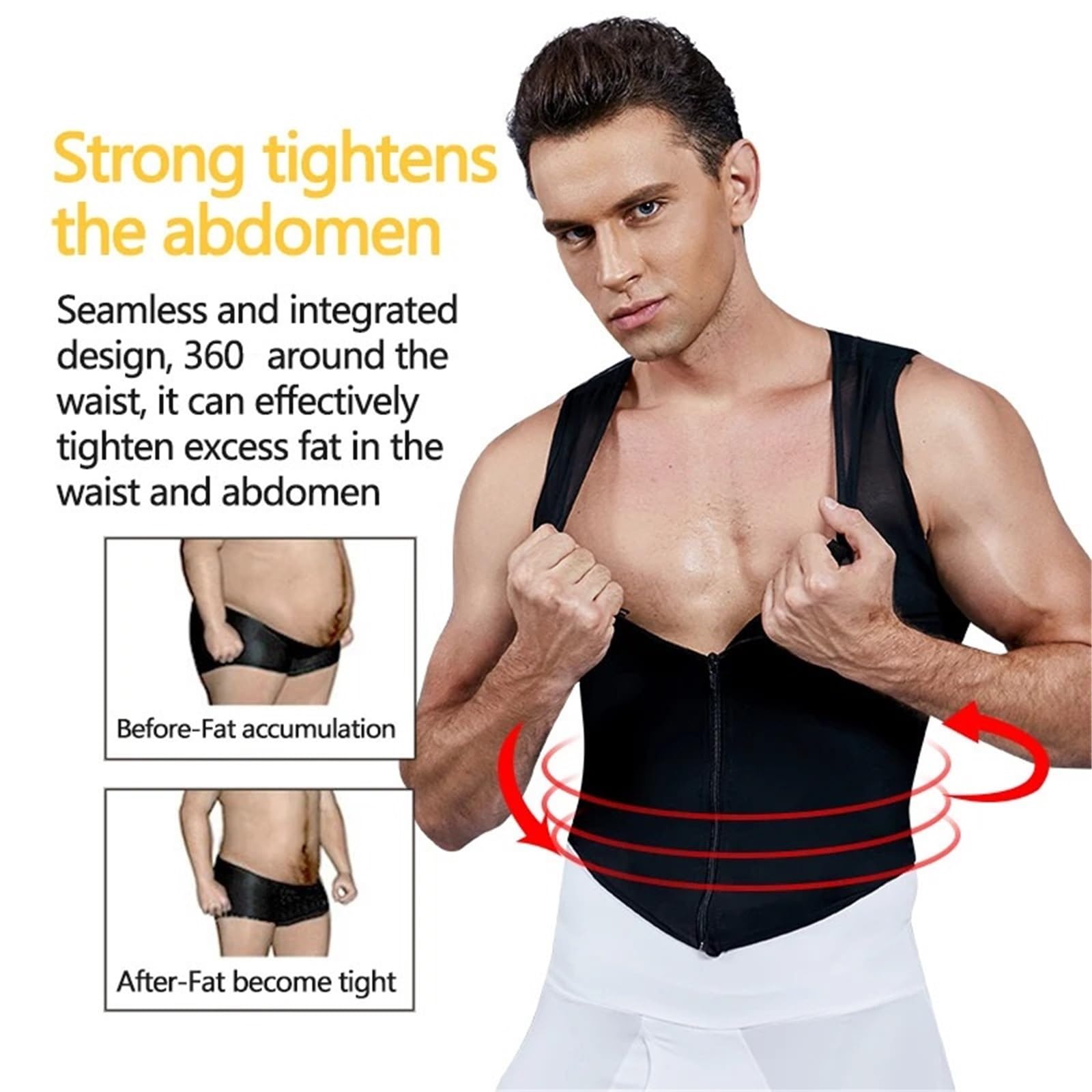Prendas Moldeadoras Hombre Camiseta Moldeadora de compresión for Hombre, Control Abdomen, Faja Reductora, Camiseta sin Mangas, for Reducir la ginecomastia