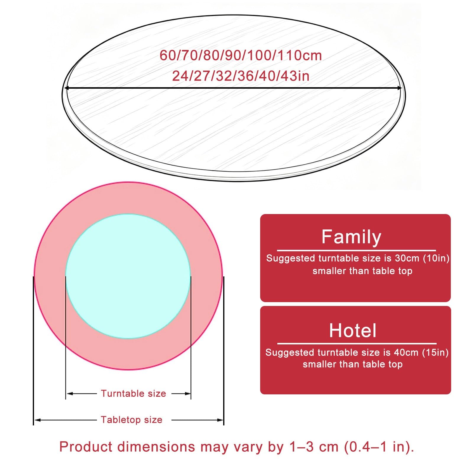 Obrotowa taca kuchenna Lazy Susan z litego drewna centralny element wystroju stołu | Obrót o 360°, cicha i płynna praca, łatwa w czyszczeniu do stołu jadalnego, do wnętrz, na patio(80cm)