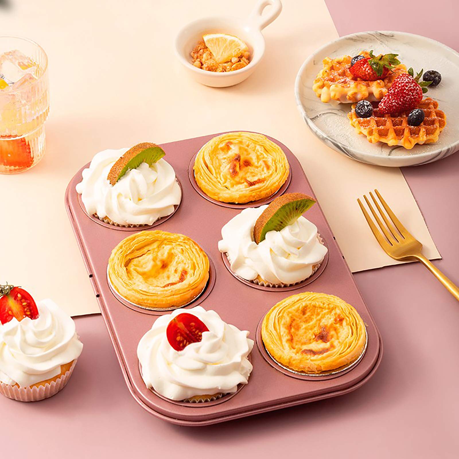 Set di teglie da forno antiaderenti, a doppio strato, per forni e microonde, perfetto per gli amanti della cottura, set di teglie resistenti per torte, ideale per biscotti e pasticcini