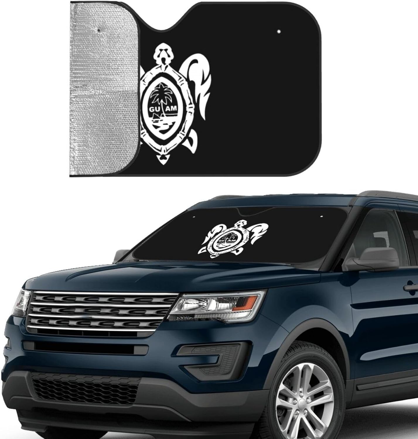 Guam Sea Turtle Car Windshield Sunshade Foldable Reflective Visor Sun Shade Keeps Your Vehicle Cool Fit for Cars, Trucks, and SUVs | Small (51 x 27.5 in)