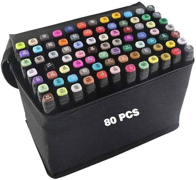 80 Colors Graphic Marker Pen Art Sketch Twin Marker Pen Permanent Graffiti Coloring Pens for Drawing Coloring Highlighting and Underlining