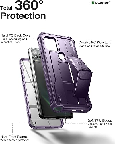 Miniatura 6 de Dexnor Funda para Motorola Moto G Stylus 5G 2021, protector de pantalla y soporte integrados resistente protección de grado militar a prueba de