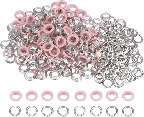 Miniatura 6 de HARFINGTON Juego de 200 ojales redondos de color de 0.394 pulgadas, ojales metálicos con arandelas para álbumes de recortes, zapatos, ropa, lona