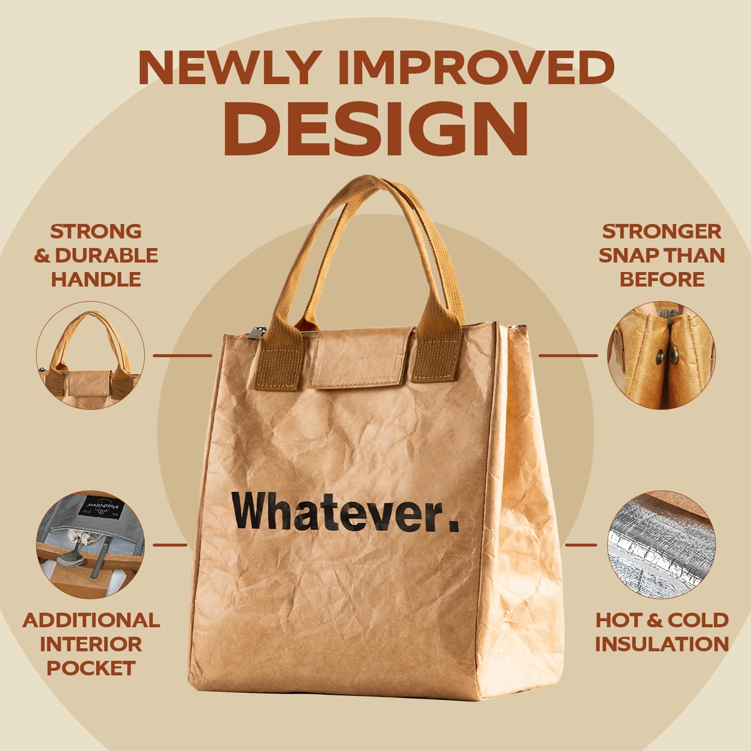 Lonchera aislada para mujer con aislamiento térmico de alta calidad de 0.157 in, bonita bolsa de almuerzo grande de 7 litros para oficina, lonchera pequeña duradera para mujeres, elegante 3