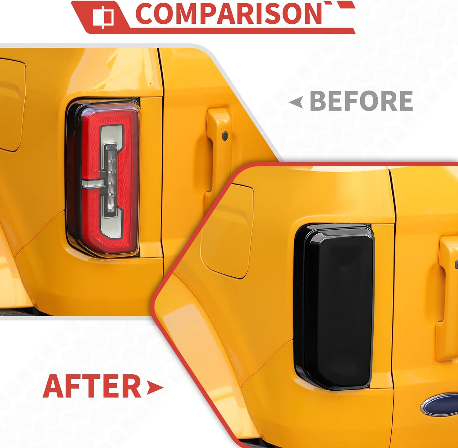 Smoked Black Tail Light Cover and 3rd Third Brake Light Guard Blackout Kit fit for Ford Bronco 2021+ Exterior Accessories