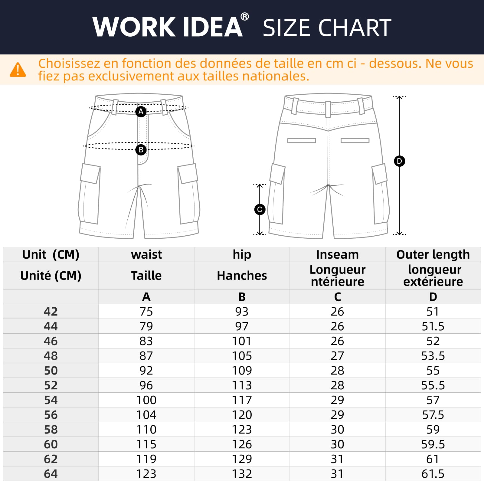 WORK IDEA Short de Travail Stretch pour Homme - Coupe ajustée - Élégance résistante pour Les Plus Hautes