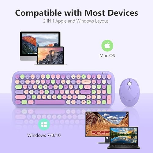 Miniatura 4 de MOFII Combo de teclado y mouse inalámbricos, 2.4 G retro máquina de escribir teclado inalámbrico con teclado numérico y mouse inalámbrico