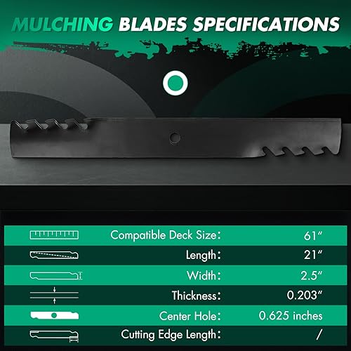 Miniatura 6 de SCITOO Paquete de 3 cuchillas para cortacésped, cuchillas de 61 pulgadas compatibles con Husqvarna para Schiller para Gravely 1520842 5020842