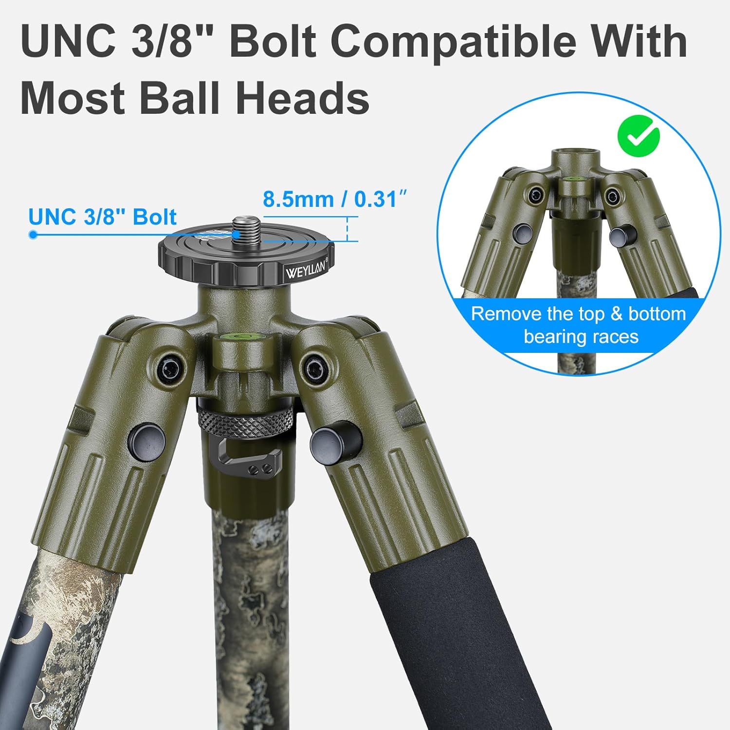 55mm Low Profile Arca Ball Head & Tripod Ball Head Conversion for BOG DeathGrip, WEYLLAN CH55 & BA5 Camera Tripod Head Mount with All Metal Converter Adapter, Mlok Rail Arca Swiss Quick Release Plate