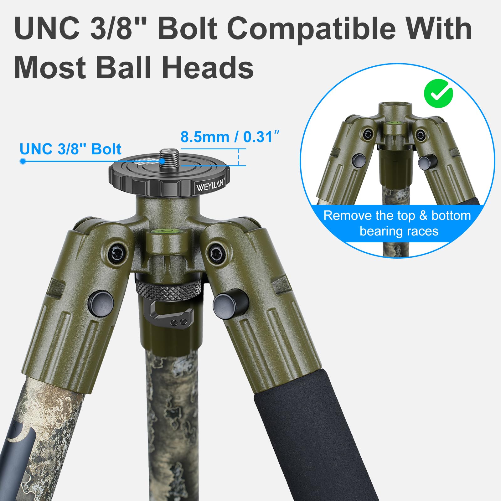 WEYLLAN BA5 & CH55 BOG DeathGrip Conversion Adapter Kit, Includere Adattatore di Conversione e 55mm Testa a Sfera, con Arca Rail M-lok, Compatibile Solo con il Treppiede BOG DeathGrip