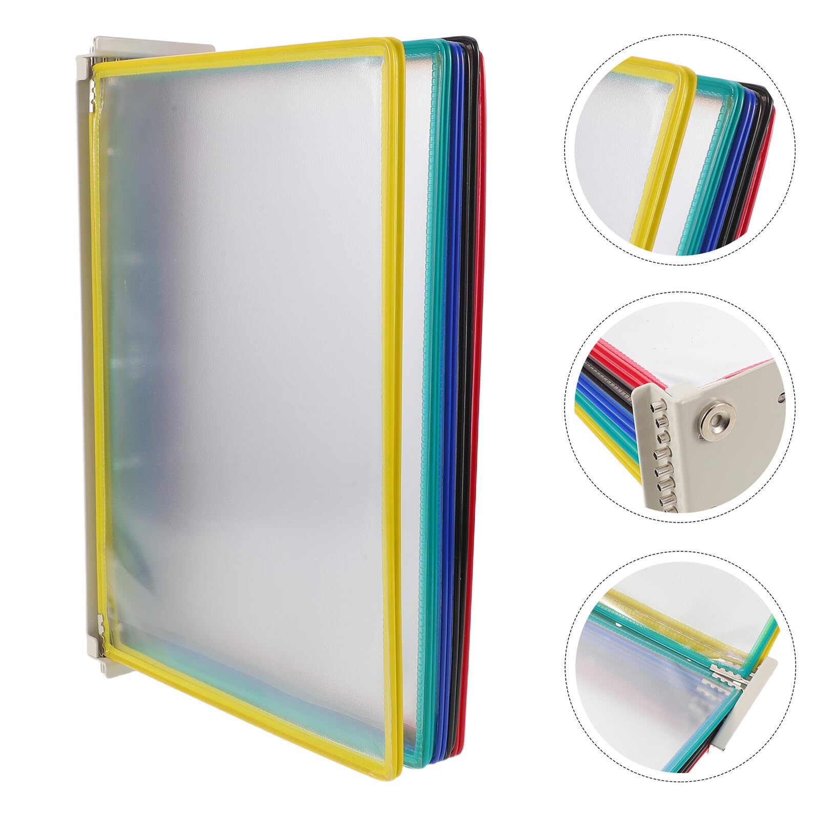 Porta Documenti Magnetico da Parete A4, 10 Tasche in Pvc | Spazio per Fino a Dieci Fogli, Uso in Ufficio Domestico e Riunioni, Struttura Magnetica Ferro