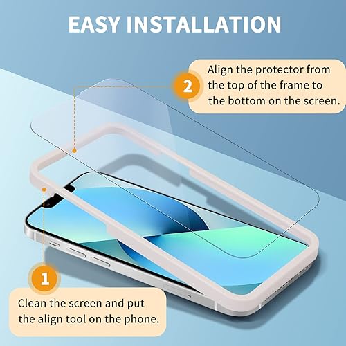 Miniatura 4 de FYY Protector de pantalla compatible con iPhone 13iPhone 13 Pro14 de 6.1 pulgadas, paquete de 4 protectores de pantalla de vidrio templado con
