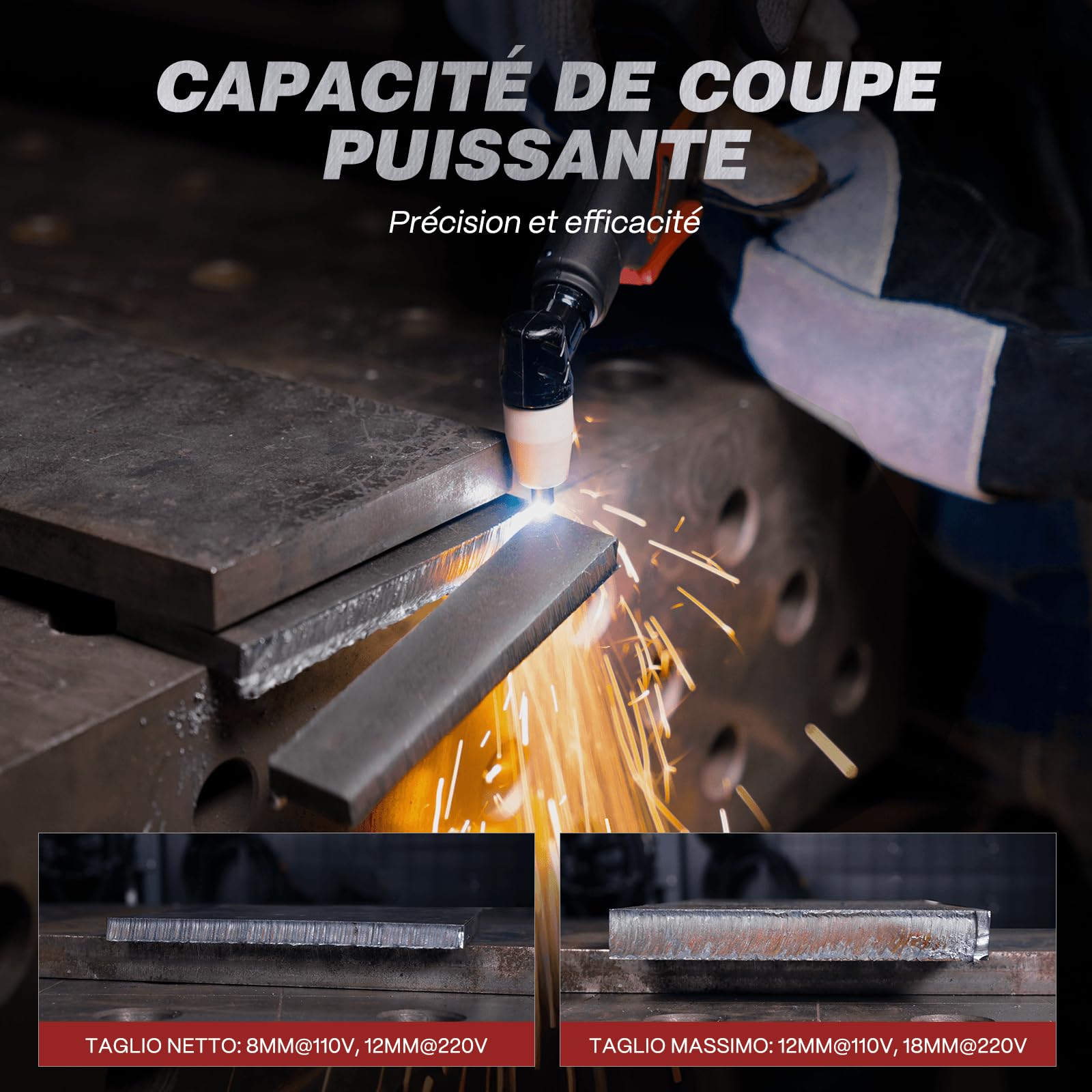 ARCCAPTAIN Découpeur Plasma 50Amp 110/220V Machine de découpe plasma à air IGBT DC Inverter Découpe de métal épaisseur jusqu'à 12mm