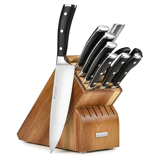 Wusthof Classic Ikon 10 Piece Knife Set with Acacia Block