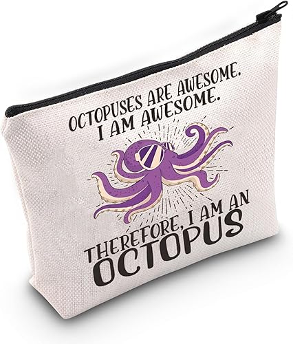 LEVLO Bolsa de maquillaje cosmético de pulpo, regalo para amantes del pulpo, los pulpos son impresionantes bolsa de maquillaje con cremallera para