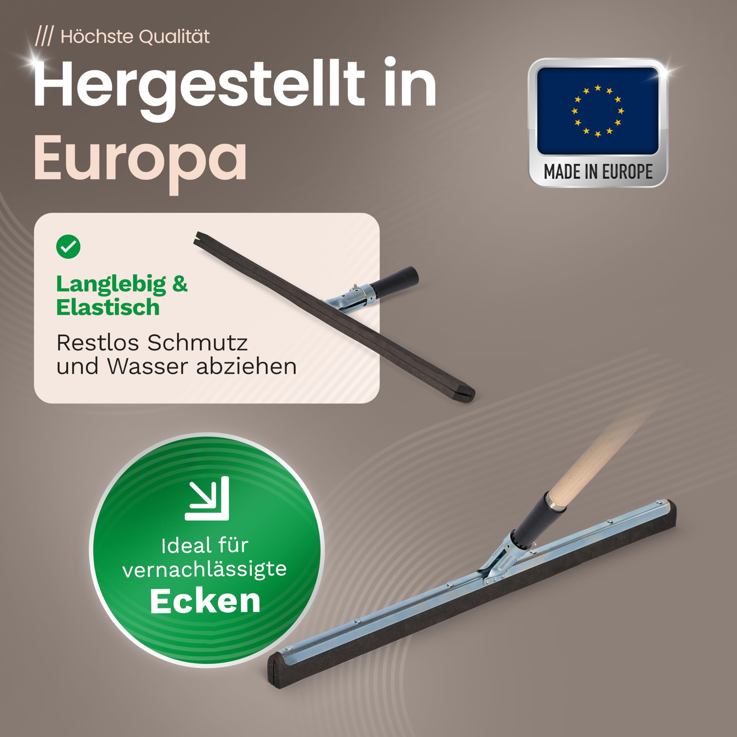 Novatool 3 x ściągaczka łazienkowa z drążkiem, do prysznica, ze stali nierdzewnej, XXL, szerokie płytki, ściągacz do wody, na taras, podłogę, z trzonkiem do ściągania okien, profesjonalna ściągaczka