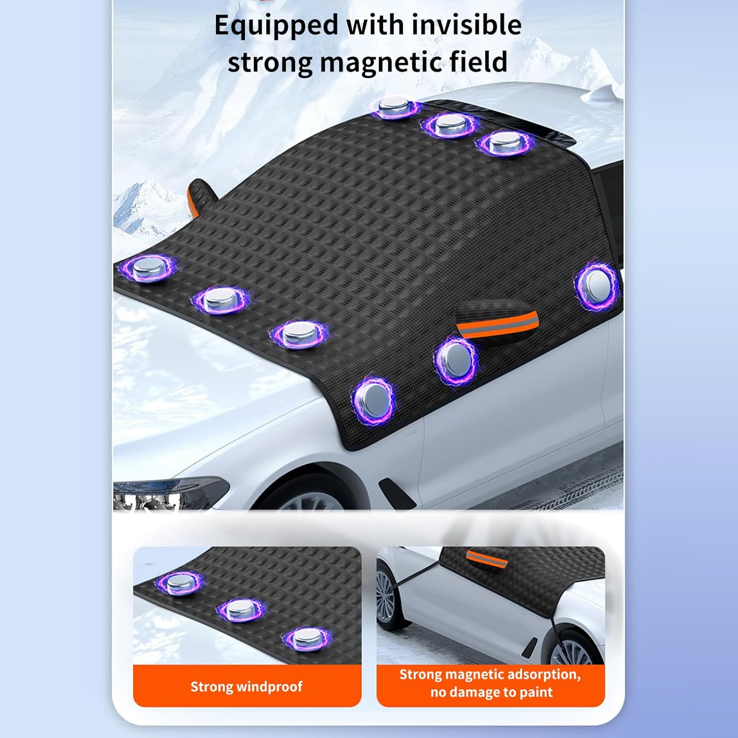 aqxreight Car Windscreen Cover | Magnetic Windshield Cover for Snow, Rain, Frost & Sun Protection | Durable Dust Protector with Reflective Strip Design