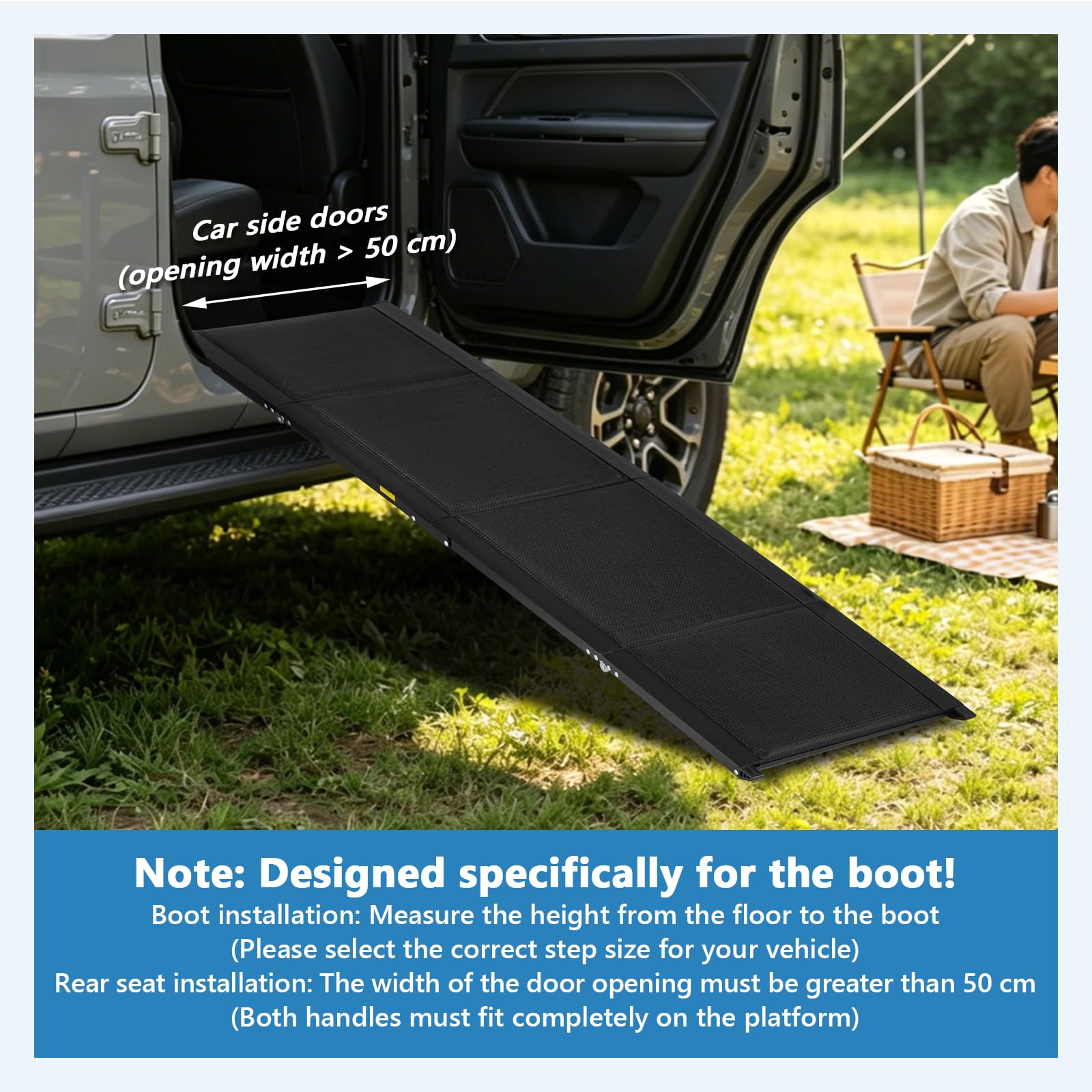 MXBAOHENG Escalier pour chien pliable pour voiture - Charge maximale : 70 kg - Rampe pour chiens - Cadre en aluminium - Échelle portable avec antidérapant - Pour chiens souffrant de problèmes