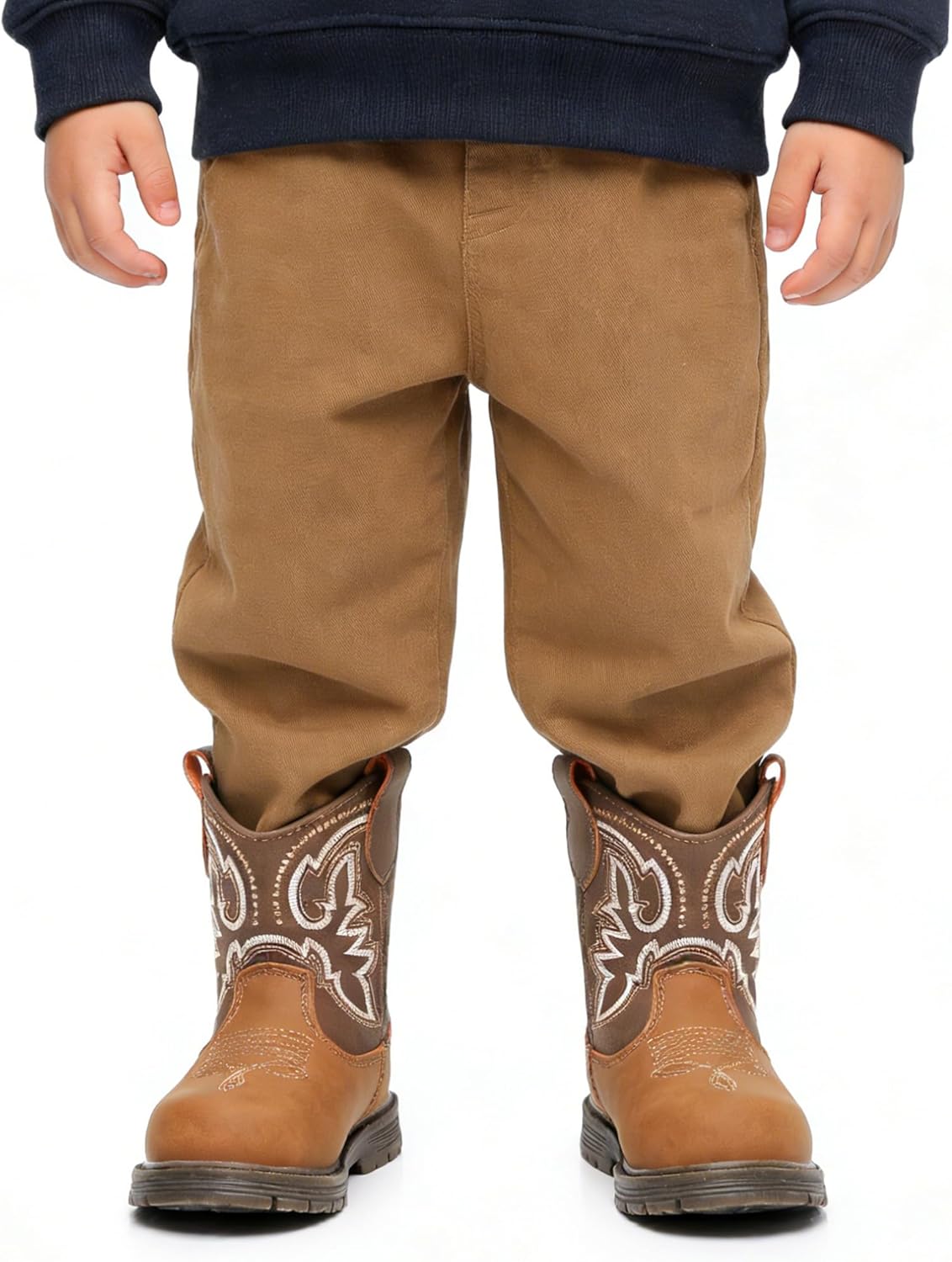 Felabo Toddler Cowboy Boots for Boys & Girls Western Round Toe Hook & Loop Strap Non Slip Sole (5-9 Toddler)