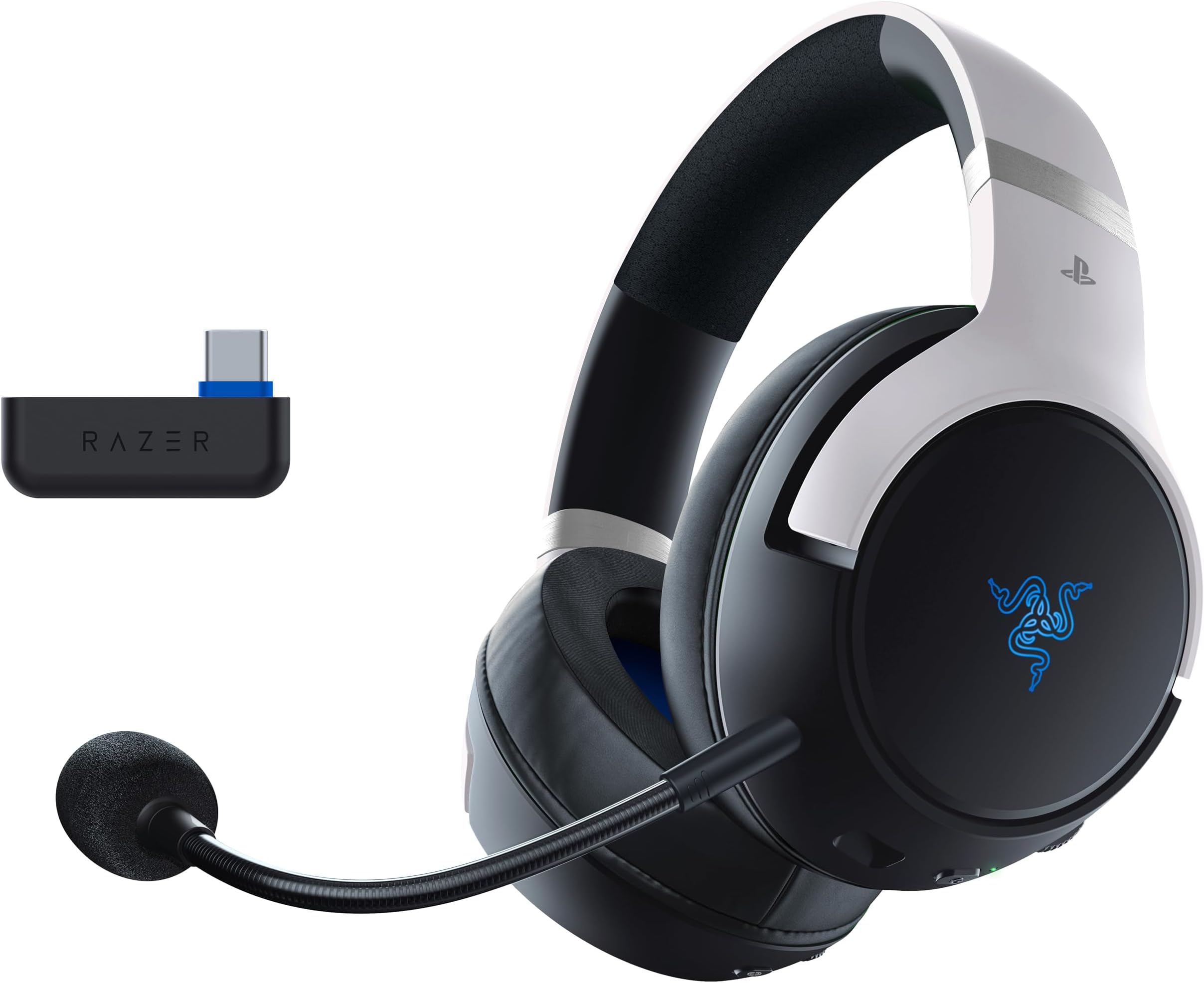 Kaira Pro HyperSpeed - Wireless Multi-Platform Gaming Headset with Haptics for Playstation 5 (HyperSpeed Wireless, HyperSense Haptics, TriForce Titanium 50 mm Drivers) Black-White