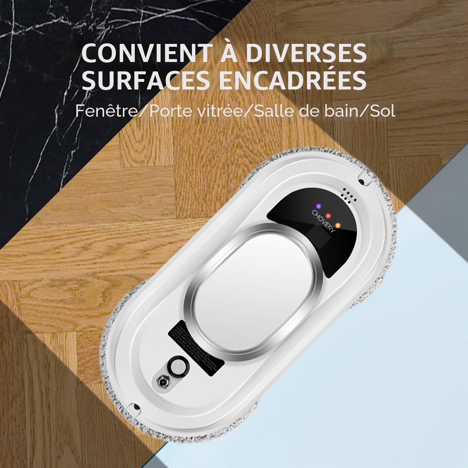 CHOVERY Robot Nettoyeur De Verre Télécommande Robot Nettoyer Les Cristaux 5600pa Super Aspiration Nettoyeur De Verre Électrique Navigation Intelligente Machine De Nettoyage des Cristaux pour Toutes