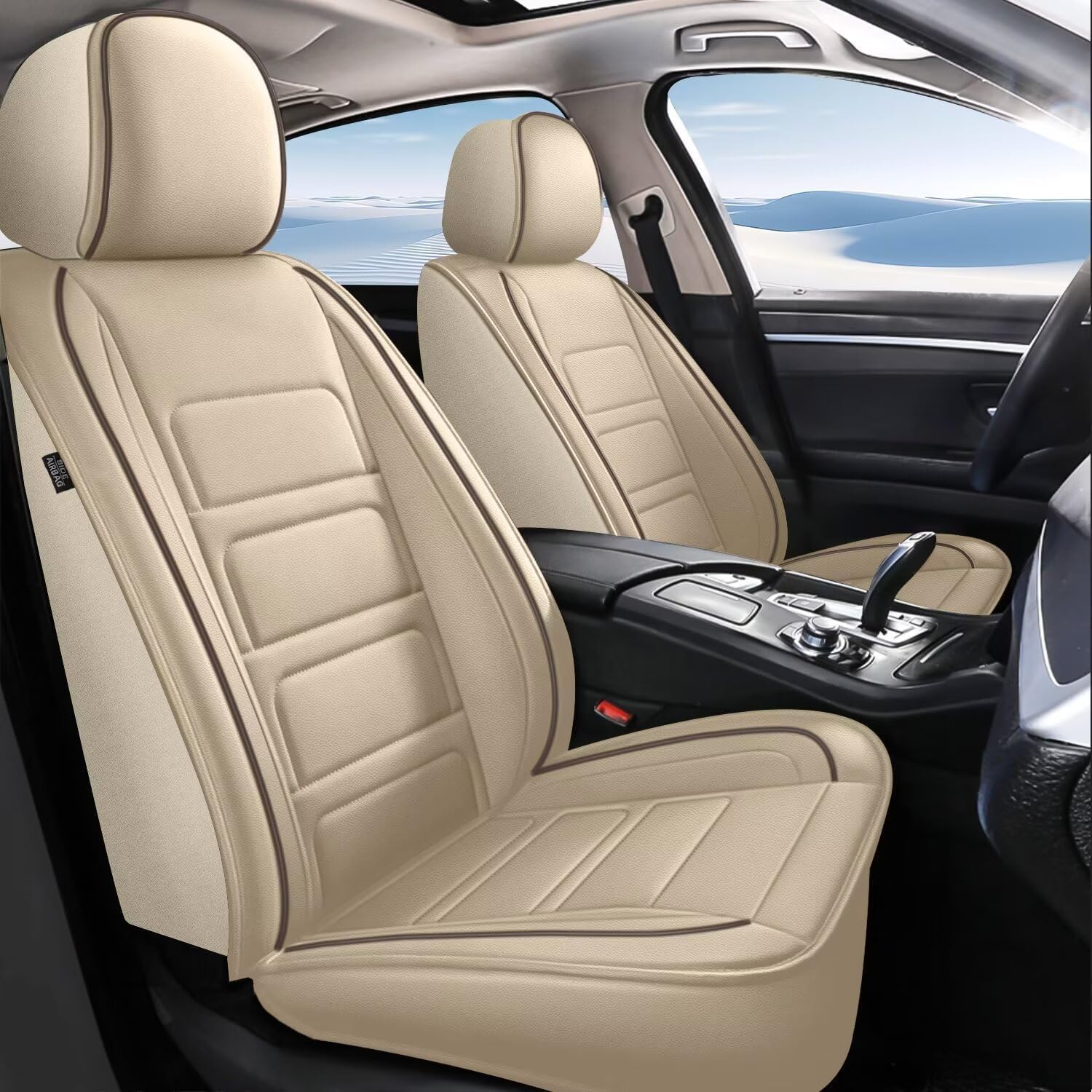 TTX LIGHTING Car Seat Covers Exact Fit for Acura TSX 2009-2014| Durable Waterproof Leatherette, Airbag Safe & Easy Clean Interior Protection (Beige, 5-Seater)