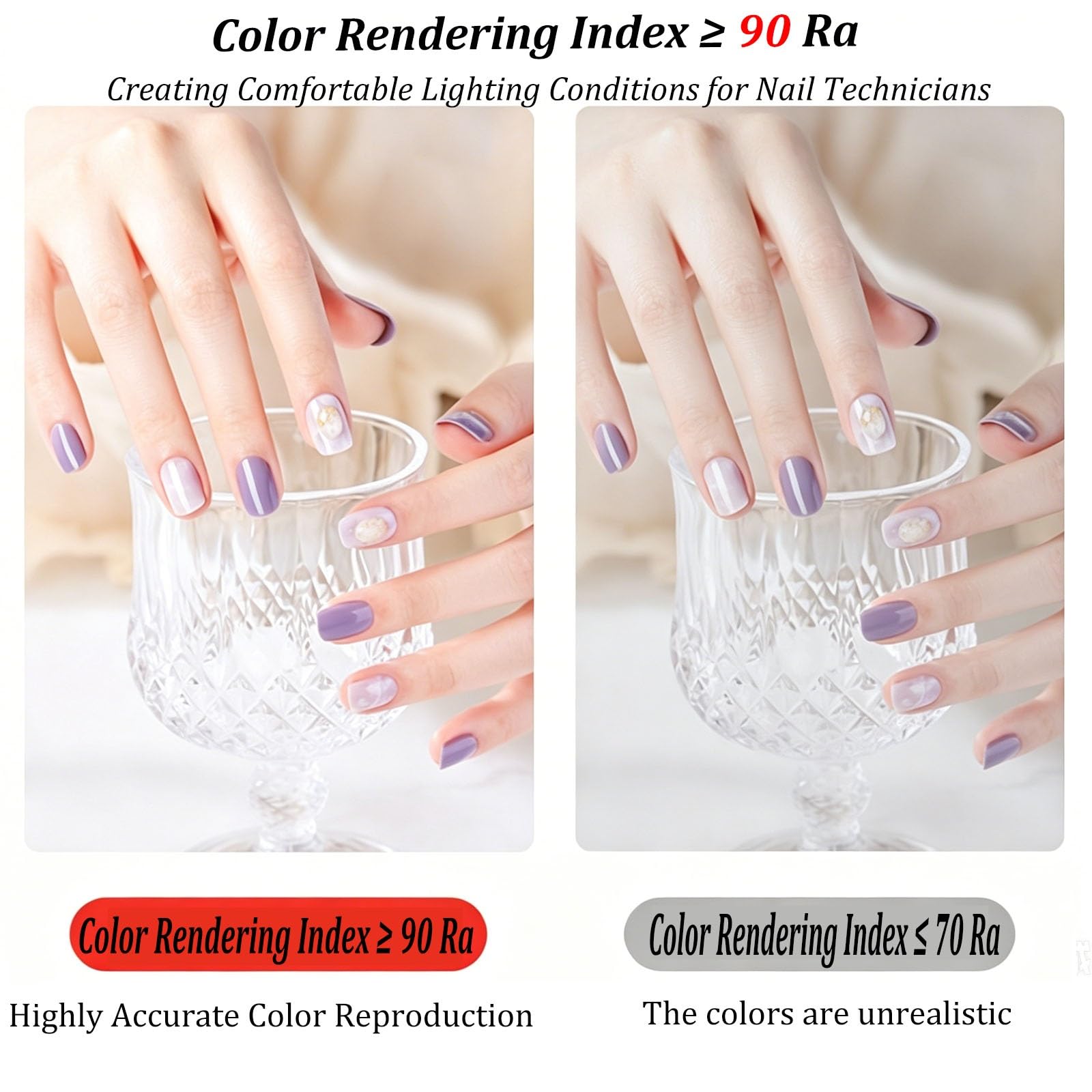 Lampada da tavolo professionale per manicure, grande lampada da 86 cm per unghie, pieghevole, per extension ciglia, con supporto per telefono, ideale per manicure, tatuaggi(Black,1 pcs)