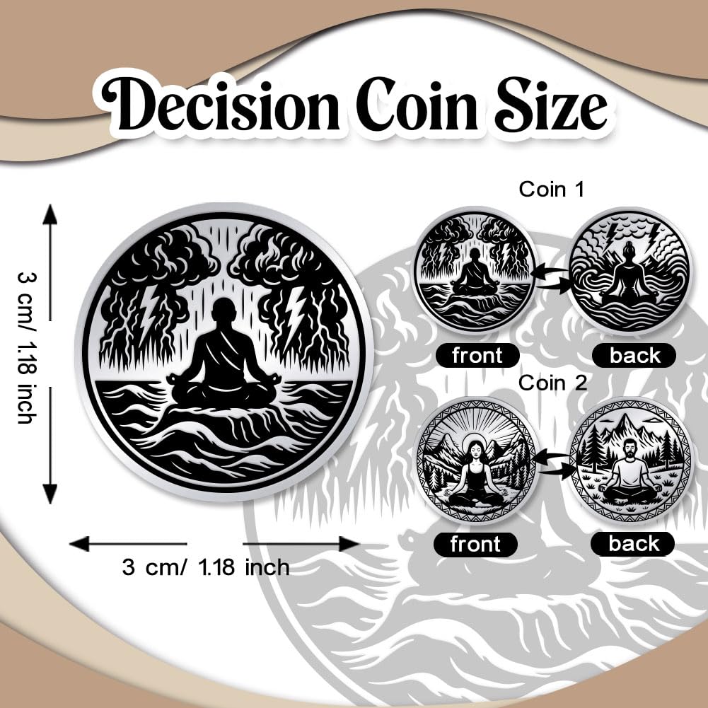 UNICRAFTALE 2Pcs 2 Styles Meditation Sitting Sobriety Coin Stainless Steel Recovery Medallions Serenity Peace within The Storm Sober Chip In Recovery Alcoholics Anonymous Gifts for Man Women - Image 3