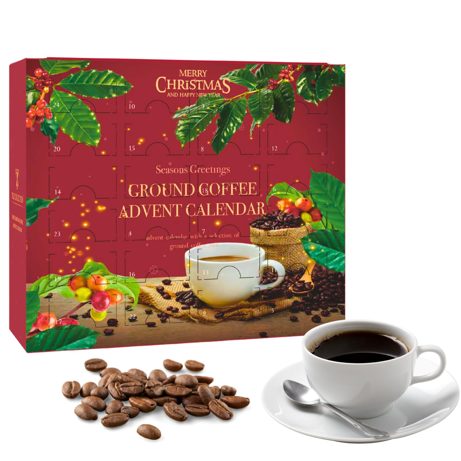 24 Days Advent Calendar With Flavoured Ground Coffee - Christmas Gift Set for Men & Women - French Vanilla, Hazelnut, Irish, Italian & Cinnamon Flavors - Image 9