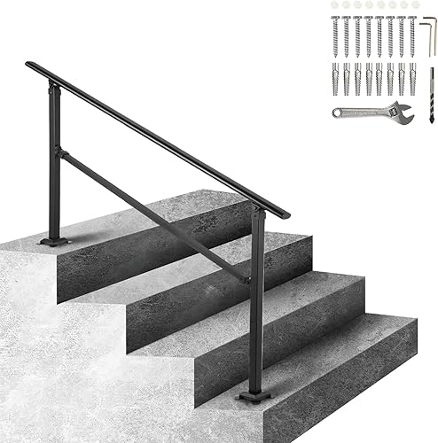 VEVOR Barandilla de escalera para exteriores, se adapta a pasamanos de hierro forjado de transición de 1 a 4 escalones, barandillas para escalones
